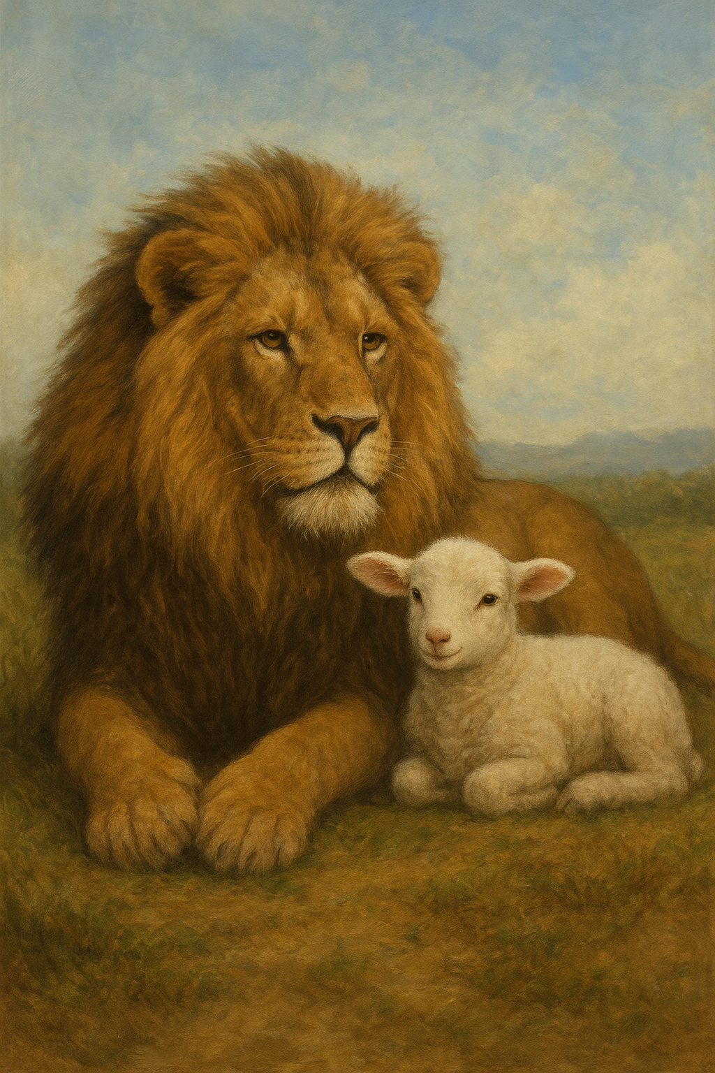 A lion and a lamb.